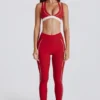Soft Active-leggings med kontrastdetaljer i mörkrött