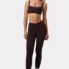 Soft Active-leggings med rynkad midja i färgen Espresso