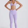 Soft Active-leggings med vridet framstycke i lila