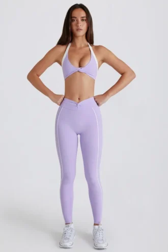 Soft Active-leggings med vridet framstycke i lila