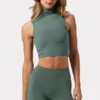 Soft Active-linne med hög hals i khaki