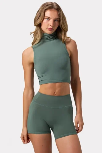 Soft Active-linne med hög hals i khaki