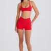 Soft Active Pocket V-Waist Mini Shorts i Strawberry Red