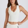 Soft Active Polo Crop Top i Ivory