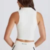 Soft Active Polo Crop Top i Ivory