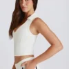Soft Active Polo Crop Top i Ivory