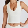 Soft Active Polo Crop Top i Ivory