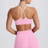 Soft Active-sport-BH med hjärtformad halsringning i babyrosa