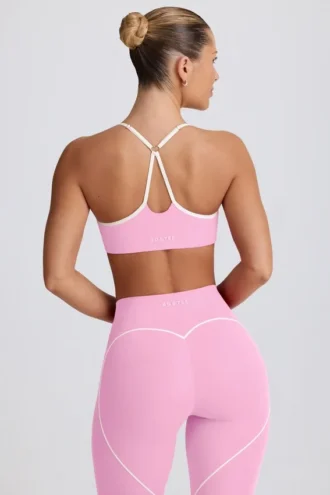 Soft Active-sport-BH med hjärtformad halsringning i babyrosa