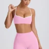 Soft Active-sport-BH med hjärtformad halsringning i babyrosa