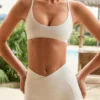 Soft Active-sport-BH med racerback i krämfärg