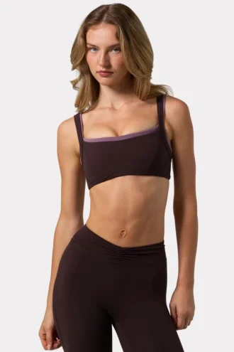 Soft Active-sport-BH med sömdetaljer i färgen Espresso