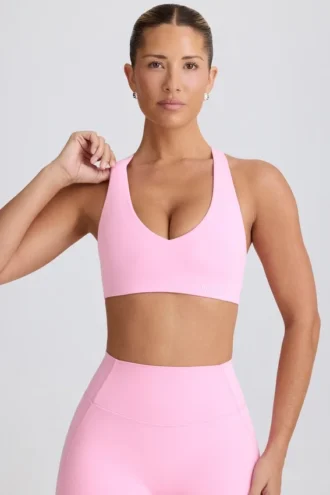 Soft Active sport-BH med V-ringning i babyrosa