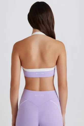 Soft Active sport-BH med vridet framsida och halterneck i lila