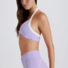 Soft Active sport-BH med vridet framsida och halterneck i lila