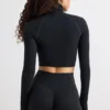 Soft Active-turtleneck-crop-top i svart