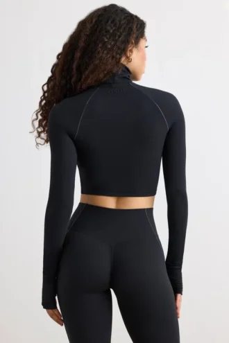 Soft Active-turtleneck-crop-top i svart