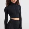 Soft Active-turtleneck-crop-top i svart