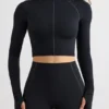 Soft Active-turtleneck-crop-top i svart