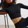 Soft Active-turtleneck-crop-top i svart