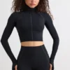Soft Active-turtleneck-crop-top i svart