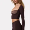 Soft Active Twist-Front Crop Top i Espresso