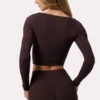 Soft Active Twist-Front Crop Top i Espresso