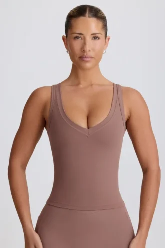 Soft Active V-ringad linne i mocha