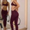 Soft Active V-Waist Leggings i burgundy