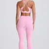 Soft Active V-Waist Pocket Flared Leggings i Baby Pink