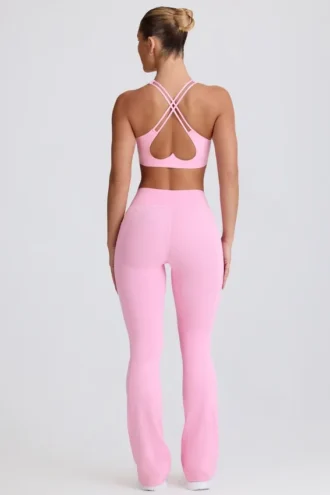 Soft Active V-Waist Pocket Flared Leggings i Baby Pink