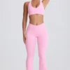 Soft Active V-Waist Pocket Flared Leggings i Baby Pink