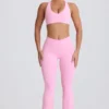 Soft Active V-Waist Pocket Flared Leggings i Baby Pink