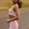 Soft Active Wrapover Contrast Mini Shorts i Powder Pink