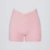 Soft Active Wrapover Contrast Mini Shorts i Powder Pink