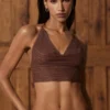 Sol Plunge Halterneck Crop Top i brons