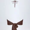 Sol Plunge Halterneck Crop Top i brons