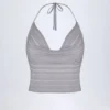 Sol Plunge Halterneck Crop Top i silver