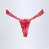 Solsona Ruched Thong Bikinibyxor i röd rutig