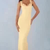 Sorelle Modal Lace-Trim Midaxi-klänning i smörgul