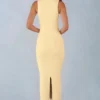 Sorelle Modal Lace-Trim Midaxi-klänning i smörgul
