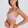 Sport-BH med rund halsringning och halterneck i mauve