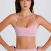 Sport-BH med rund halsringning och halterneck i mauve