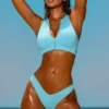 Sporty Swim Zip Up Bikinitop i turkos