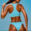 Sporty Swim Zip Up Bikinitop i turkos