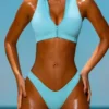 Sporty Swim Zip Up Bikinitop i turkos
