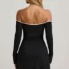 Stasia Modal Off-Shoulder A-Line Miniklänning i svart