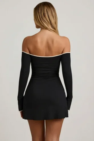 Stasia Modal Off-Shoulder A-Line Miniklänning i svart