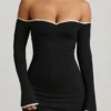 Stasia Modal Off-Shoulder A-Line Miniklänning i svart