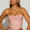 Sterling Embellished Draped Corset Top i lavendelrosa